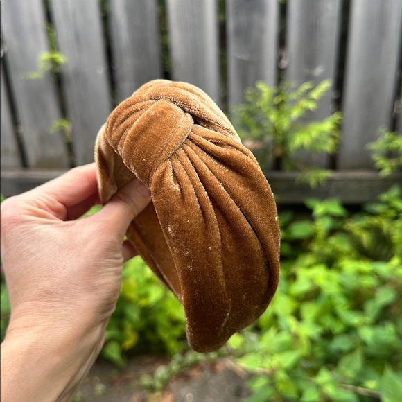 Velvet Tan Knotted Headband - Picture 2 of 10